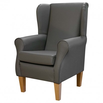 grey faux leather armback chair