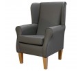 LUXE Standard Wingback Fireside Westoe Chair in Toro Smoke Ultra Hard-Wearing Faux Leather