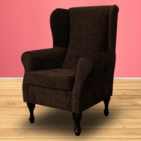 Standard Wingback Fireside Chair in Carlton Chocolate Modern Chenille Fabric