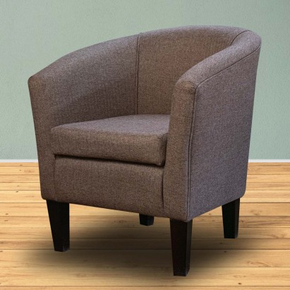 Designer Tub Chair in Tweed Camel Traditional Fabric