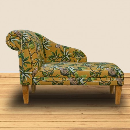 45" Medium Chaise Longue in a Monkey Ochre 100% Cotton Fabric