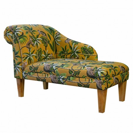 45" Medium Chaise Longue in a Monkey Ochre 100% Cotton Fabric