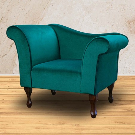 Designer Chaise Chair in a Malta Emerald Deluxe Velvet Fabric