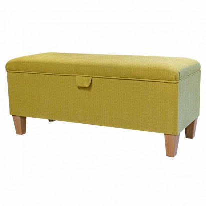 Storage Bench Stool in Zenith Gold Plain Weave Fabric