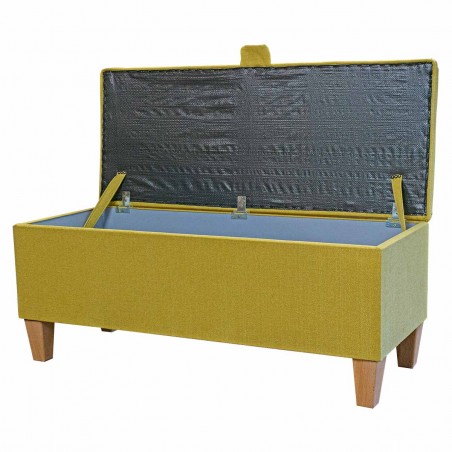 Storage Bench Stool in Zenith Gold Plain Weave Fabric