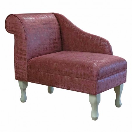 36" Compact Chaise Longue in Seville Fuchsia & Brushed Gold Fabric