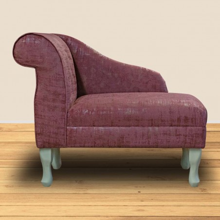 36" Compact Chaise Longue in Seville Fuchsia & Brushed Gold Fabric