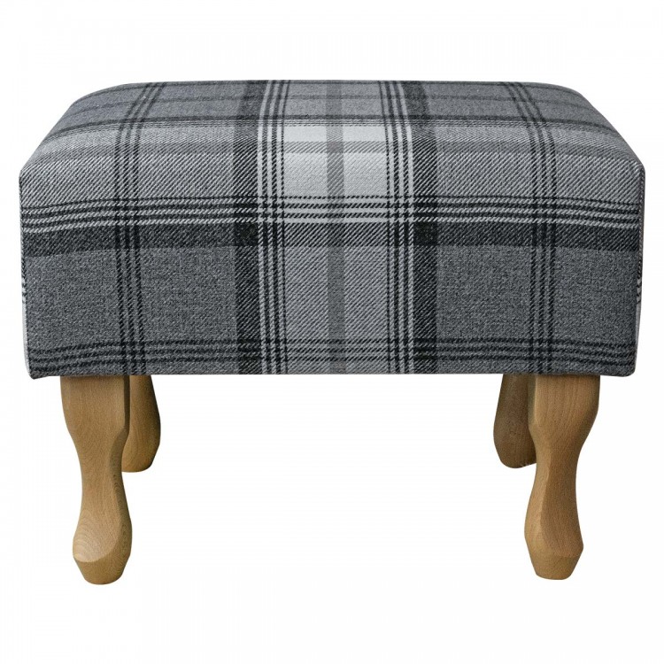 small grey tartan footstool small grey tartan footstool