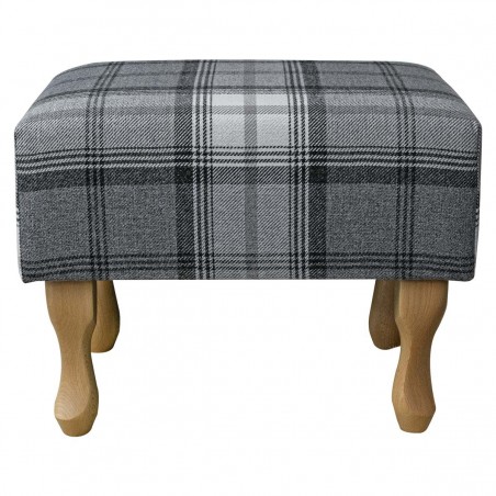 small grey tartan footstool