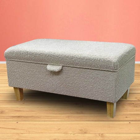 Storage Footstool Ottoman Pouffe in Gerona Camel Heavy Boucle Fabric