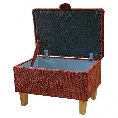 CLEARANCE Storage Footstool, Ottoman, Pouffe in Luxury Rust Fabric