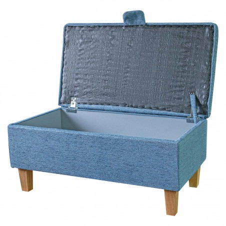 CLEARANCE LUXE Storage Footstool, Ottoman, Pouffe in an AquaClean Oban Denim Fabric