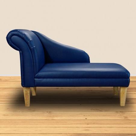 45" Medium Chaise Longue in Lisbon Navy Contract Vinyl Fabric