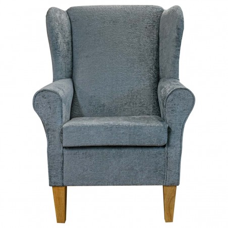 Medium Wingback Fireside Chair in Madrid Nickel Snuggle Fabric