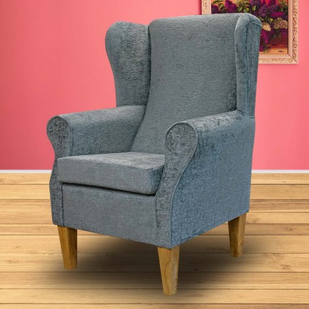 Medium Wingback Fireside Chair in Madrid Nickel Snuggle Fabric