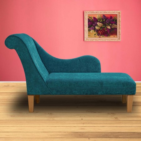 54" Medium Monaco Chaise Longue in Dolce Bermuda Strie Velvet Fabric