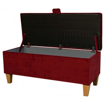 Storage Bench Stool in Dolce Arabia Strie Velvet Fabric