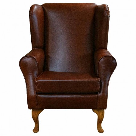 Standard Wingback Fireside Chair in Highland Nut Brown Genuine Leather