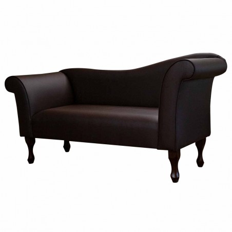 Designer Chaise Sofa in Ultima Chocolate Faux Leather