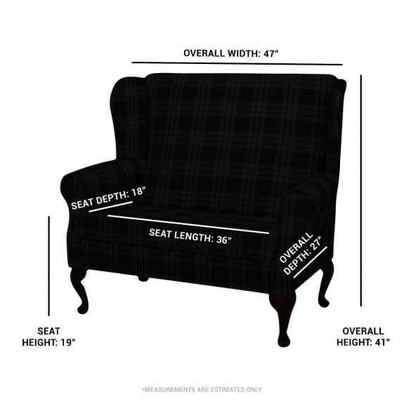 2 Seater Wingback Sofa in Gleneagles Check Saddle Fabric