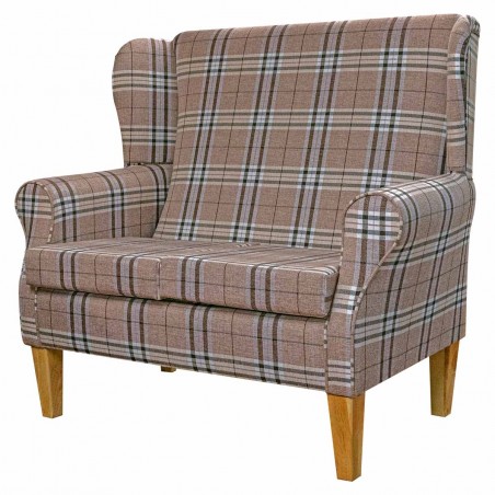 2 Seater Wingback Sofa in Gleneagles Check Saddle Fabric