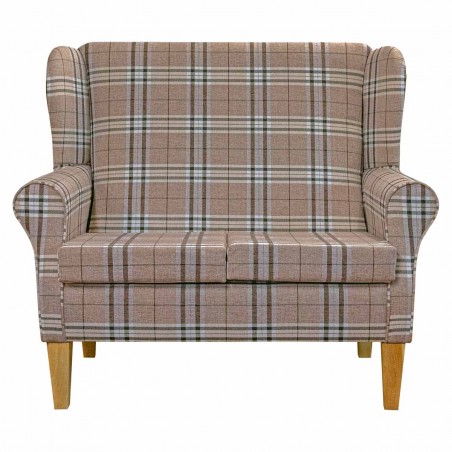 2 Seater Wingback Sofa in Gleneagles Check Saddle Fabric