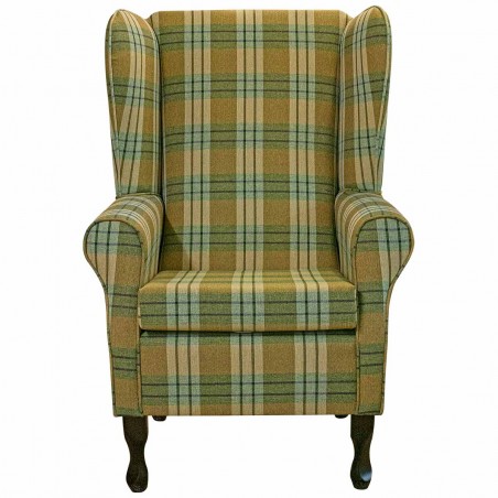 Large High Back Chair in a Kintyre Pampas Tartan Fabric