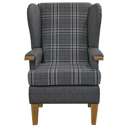 Kensington Orthopaedic Armchair in Gleneagles Check & Plain Silver Fabric