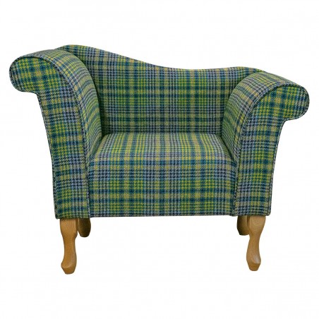 Designer Chaise Chair in Bologna Houndstooth Tartan Dijon Fabric