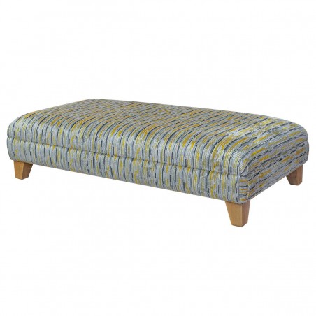 yellow velvet striped footstool