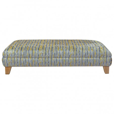 LUXE Large Footstool in Extravaganza Stripe Burst Mustard Yellow Fabric