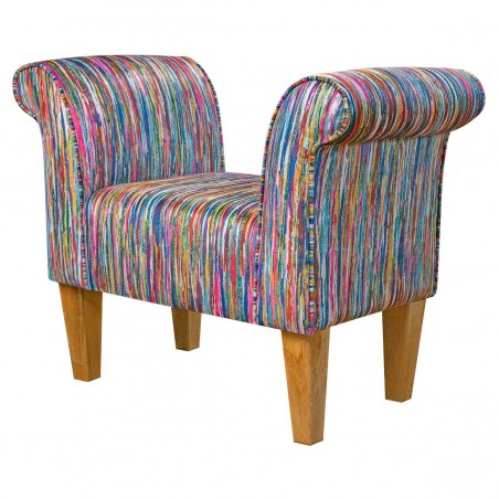 Multi Colour Window Seat Settle in Stripe Print Fabric