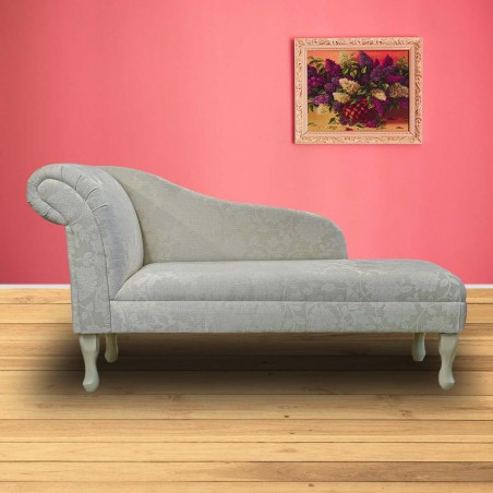 56" Medium Chaise Longue in a Woburn Floral Oyster Fabric