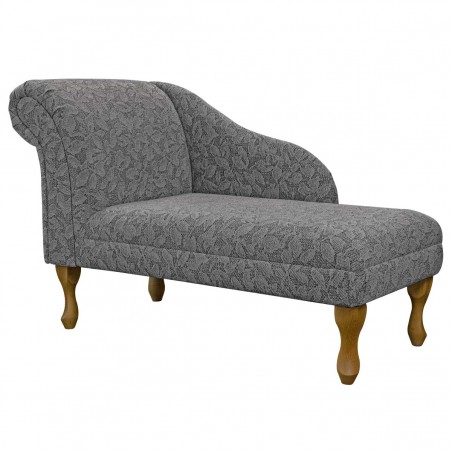 45" Medium Chaise Longue in Bergamo Floral Grey Fabric