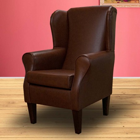 Standard Wingback Fireside Chair in Lena Brandy Deluxe Genuine Leather