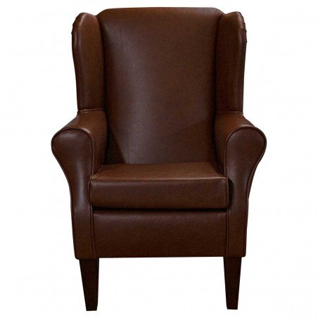 Standard Wingback Fireside Chair in Lena Brandy Deluxe Genuine Leather