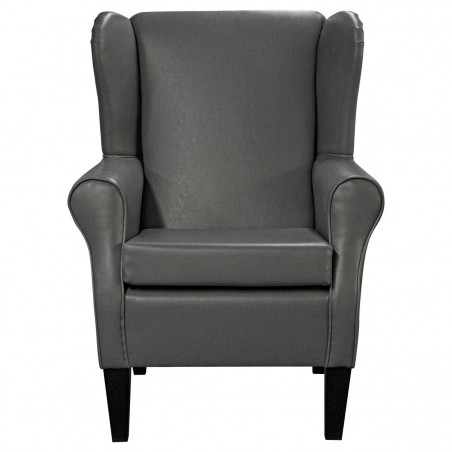 Medium Wingback Fireside Chair in Grey Vinyl