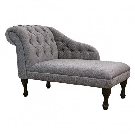 45" Medium Chaise Longue in Carlton Silver Modern Chenille Fabric