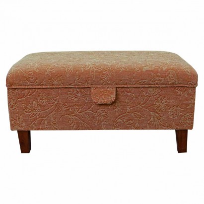 OUTLET Storage Footstool Ottoman in Terracotta Vintage Floral Fabric