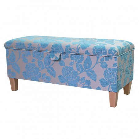 blue floral storage ottoman