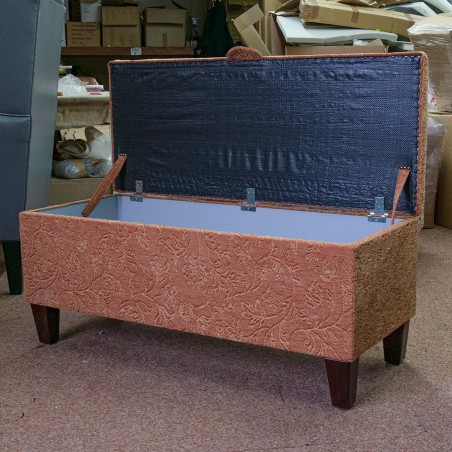 OUTLET Storage Bench Stool in Terracotta Vintage Floral Fabric