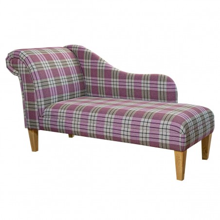 60" Large Chaise Longue in Kintyre Heather Tartan Fabric