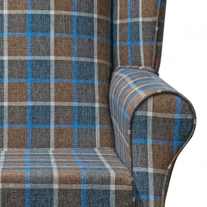 Large High Back Chair in Beaumont Check Saddle Fabric