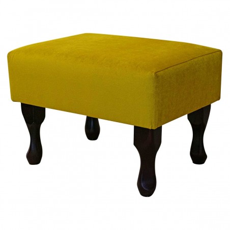 LUXE Small Footstool in AquaVelvet Ochre Velvet Fabric