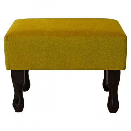 LUXE Small Footstool in AquaVelvet Ochre Velvet Fabric