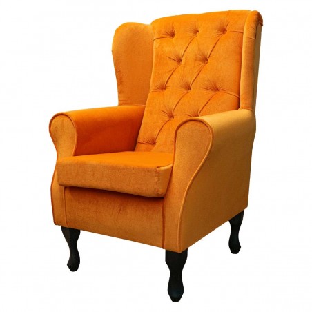 velvet orange wingback chair