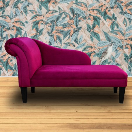 52" Medium Chaise Longue in a Monaco Boysenberry Supersoft Velvet Fabric