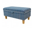 EXCLUSIVE OFFER Storage Footstool Ottoman in Lomond Check Denim Fabric