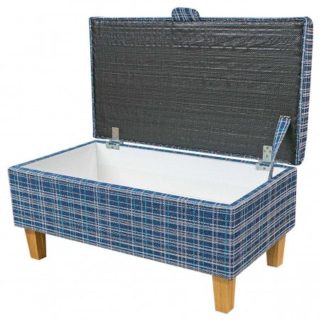 EXCLUSIVE OFFER Storage Footstool Ottoman in Lomond Check Denim Fabric