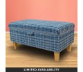 EXCLUSIVE OFFER Storage Footstool Ottoman in Lomond Check Denim Fabric